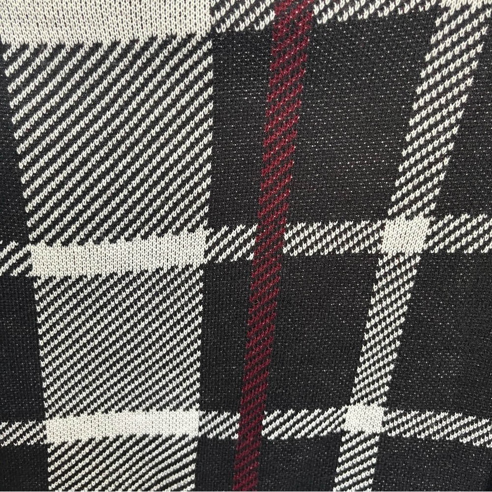 OVERSIZED OPEN FRONT PLAID PONCHO IN BLACK, RED, AND WHITE ONE SIZE FITS ALL - Picture 9 of 14